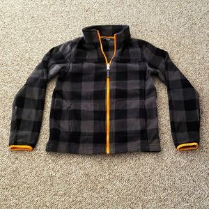 Lands end plaid zip fleece jacket
